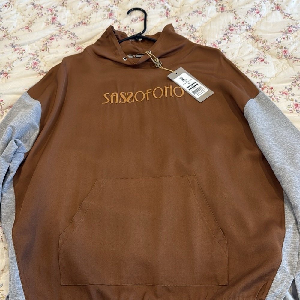 Brown and Gray Men's Hoodie